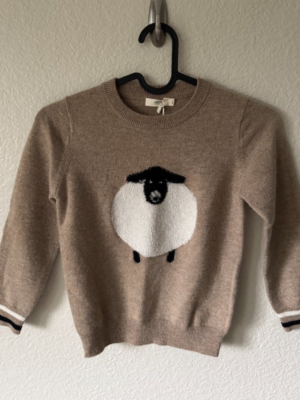 Cashmere Sweater Textured Sheep Graphic NWT Neutral Fall Winter Cozy 2/3T Unisex